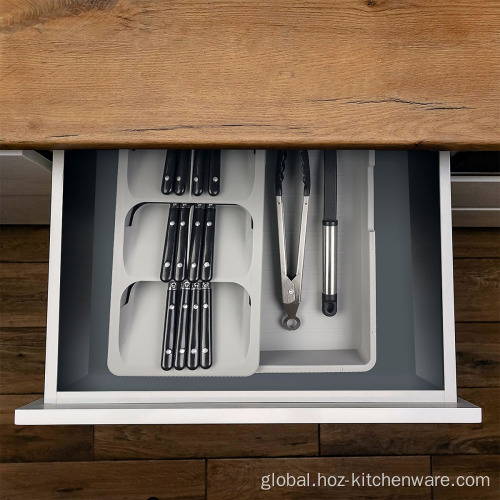 Flatware Drawer Organizer Expandable Double Cutlery Utensil and Gadget Organiser Factory